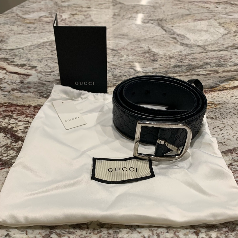 Men's Dark Blue Gucci Logo Belt